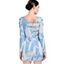 Love Script Blue Long Sleeve Velvet Bodycon Dress View2