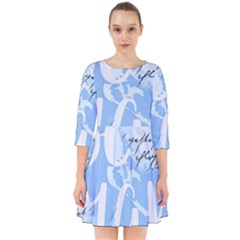 Love Script Blue Smock Dress