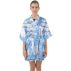 Love Script Blue Quarter Sleeve Kimono Robe by illuminaryartworks