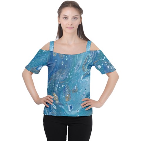 Metalic Waters Cutout Shoulder Tee by lwdstudio