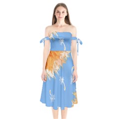 Floating Wishes Shoulder Tie Bardot Midi Dress by lwdstudio