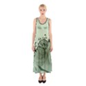 Elegant, Decorative Floral Design In Soft Green Colors Sleeveless Maxi Dress View1