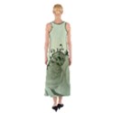 Elegant, Decorative Floral Design In Soft Green Colors Sleeveless Maxi Dress View2