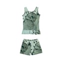 Elegant, Decorative Floral Design In Soft Green Colors Kid s Boyleg Swimsuit View1