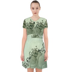 Elegant, Decorative Floral Design In Soft Green Colors Adorable In Chiffon Dress by FantasyWorld7