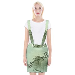 Elegant, Decorative Floral Design In Soft Green Colors Braces Suspender Skirt by FantasyWorld7