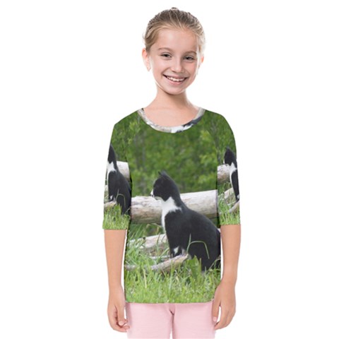 Farm Cat Kids  Quarter Sleeve Raglan Tee by IIPhotographyAndDesigns