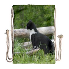 Farm Cat Drawstring Bag (large) by IIPhotographyAndDesigns