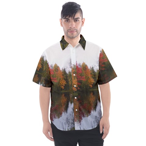 Autumn Pond Men s Short Sleeve Shirt by IIPhotographyAndDesigns