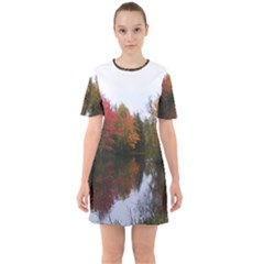 Autumn Pond Sixties Short Sleeve Mini Dress by IIPhotographyAndDesigns