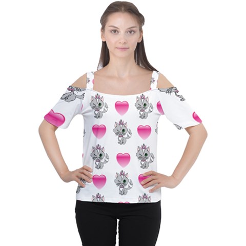 Evil Sweetheart Kitty Cutout Shoulder Tee by IIPhotographyAndDesigns