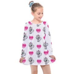 Evil Sweetheart Kitty Kids  Long Sleeve Dress by IIPhotographyAndDesigns