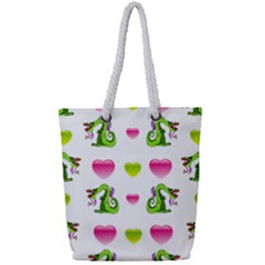 Dragons And Hearts Full Print Rope Handle Tote (small) by IIPhotographyAndDesigns