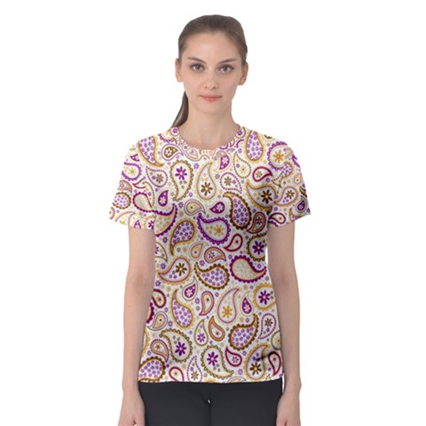 Damascus Image Purple Background Women s Sport Mesh Tee by flipstylezfashionsLLC