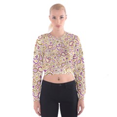 Damascus Image Purple Background Cropped Sweatshirt by flipstylezfashionsLLC