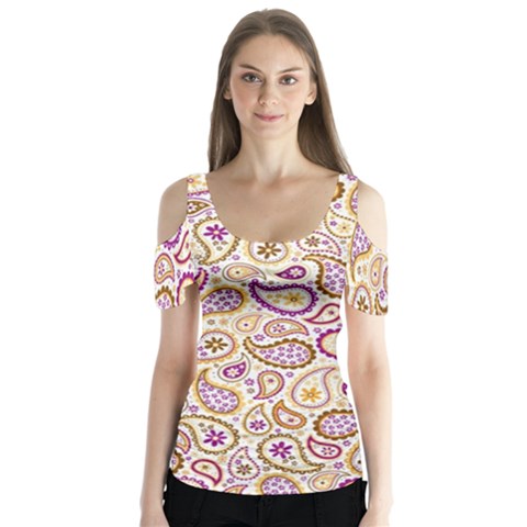 Damascus Image Purple Background Butterfly Sleeve Cutout Tee  by flipstylezfashionsLLC