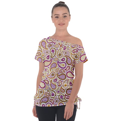 Damascus Image Purple Background Tie-up Tee by flipstylezfashionsLLC