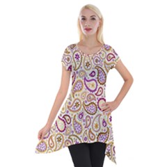 Damascus Image Purple Background Short Sleeve Side Drop Tunic by flipstylezfashionsLLC