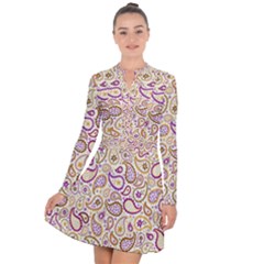 Damascus Image Purple Background Long Sleeve Panel Dress by flipstylezfashionsLLC