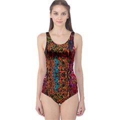 Retro Multi Colors Pattern Created By Flipstylez Designs One Piece Swimsuit by flipstylezfashionsLLC