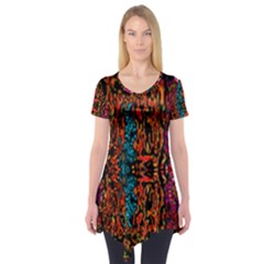 Retro Multi Colors Pattern Created By Flipstylez Designs Short Sleeve Tunic  by flipstylezfashionsLLC