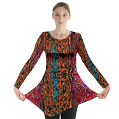 Retro Multi Colors Pattern Created By Flipstylez Designs Long Sleeve Tunic  by flipstylezfashionsLLC