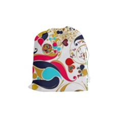 Retro Colorful Colors Splashes Drawstring Pouches (medium)  by flipstylezfashionsLLC