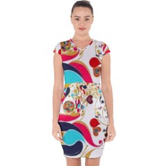 Retro Colorful Colors Splashes Capsleeve Drawstring Dress  by flipstylezfashionsLLC