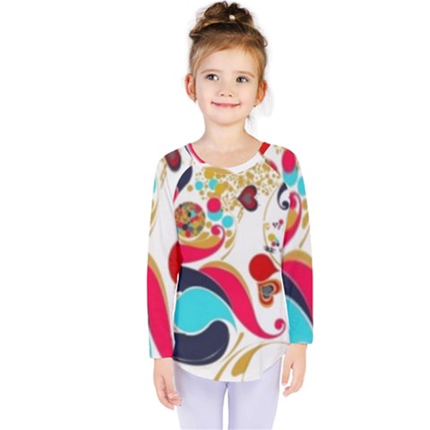 Retro Colorful Colors Splashes Kids  Long Sleeve Tee by flipstylezfashionsLLC