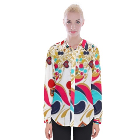 Retro Colorful Colors Splashes Womens Long Sleeve Shirt by flipstylezfashionsLLC