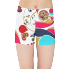 Retro Colorful Colors Splashes Kids Sports Shorts by flipstylezfashionsLLC