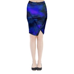 Abstract Blue Midi Wrap Pencil Skirt