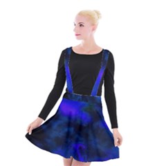 Abstract Blue Suspender Skater Skirt