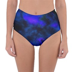 Abstract Blue Reversible High-waist Bikini Bottoms by illuminaryartworks