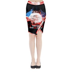 Independence Day, Eagle With Usa Flag Midi Wrap Pencil Skirt by FantasyWorld7