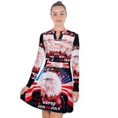 Independence Day, Eagle With Usa Flag Long Sleeve Panel Dress by FantasyWorld7