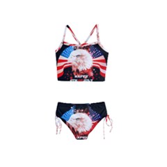 Independence Day, Eagle With Usa Flag Girls  Tankini Swimsuit by FantasyWorld7