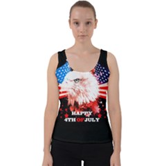 Independence Day, Eagle With Usa Flag Velvet Tank Top by FantasyWorld7