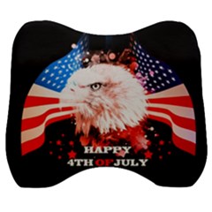 Independence Day, Eagle With Usa Flag Velour Head Support Cushion by FantasyWorld7