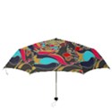 Retro swirls in black Folding Umbrellas View3