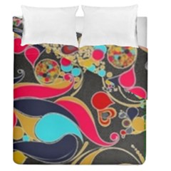 Retro Swirls In Black Duvet Cover Double Side (queen Size) by flipstylezfashionsLLC