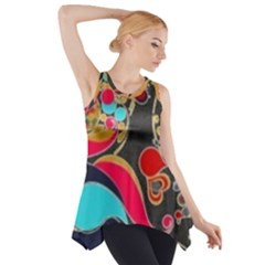 Retro Swirls In Black Side Drop Tank Tunic by flipstylezfashionsLLC