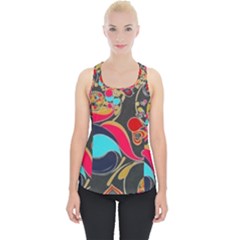 Retro Swirls In Black Piece Up Tank Top by flipstylezfashionsLLC