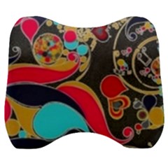 Retro Swirls In Black Velour Head Support Cushion by flipstylezfashionsLLC