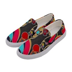 Retro Swirls In Black Women s Canvas Slip Ons by flipstylezfashionsLLC