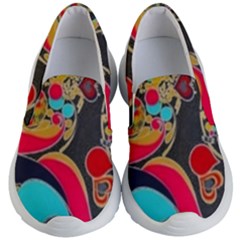 Retro Swirls In Black Kid s Lightweight Slip Ons by flipstylezfashionsLLC