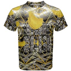 Gold Four Leaf Clover With Abstract Designs Men s Cotton Tee by flipstylezfashionsLLC