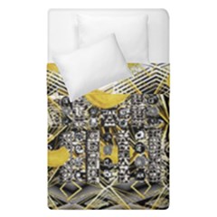 Gold Four Leaf Clover With Abstract Designs Duvet Cover Double Side (single Size) by flipstylezfashionsLLC