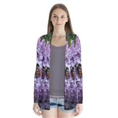 Lilac Bumble Bee Drape Collar Cardigan