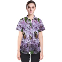 Lilac Bumble Bee Women s Short Sleeve Shirt